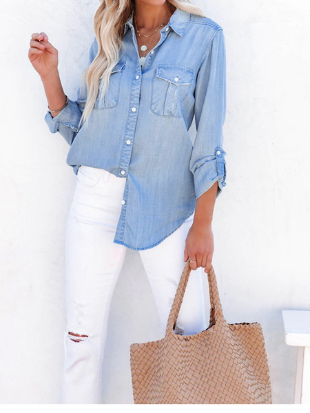 Casual Distressed Denim Shirt CAN-X-DID