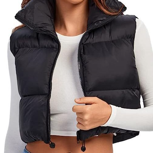 Cropped Stand Collar Puffer Sleeve-less Vest CAN-X-DID