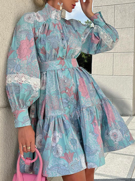 Pastel Floral Long-Sleeved Mini Dress CAN-X-DID