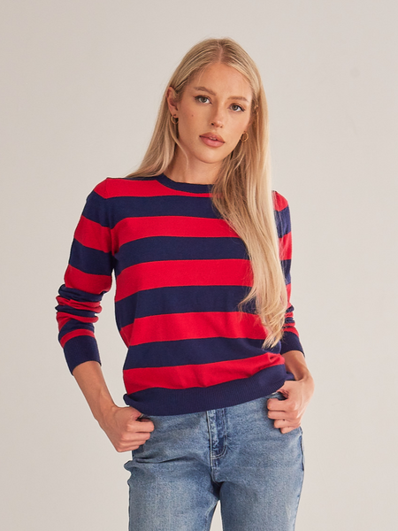 Polo Inspired Long Sleeve Striped Sweater CAN-X-DID