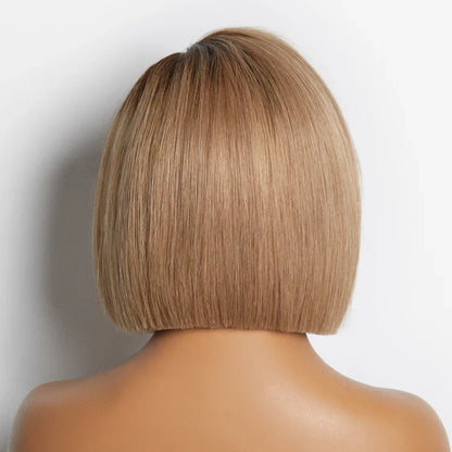 Chic Ready to Go Short 8 inch Ash Blonde Ombre Blunt Cut Bob Glueless Minimalist HD Lace Bob Wig