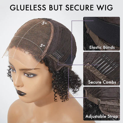 Sassy 14 inch Curly 5x5 Closure HD Ombre Brown Side Part Short Glueless Lace Wig