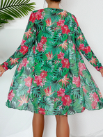 Tropical Green Floral Print Bikini Three Piece Swimsuit CAN-X-DID