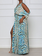 Zebra Print Sleeveless Slit Dress CAN-X-DID