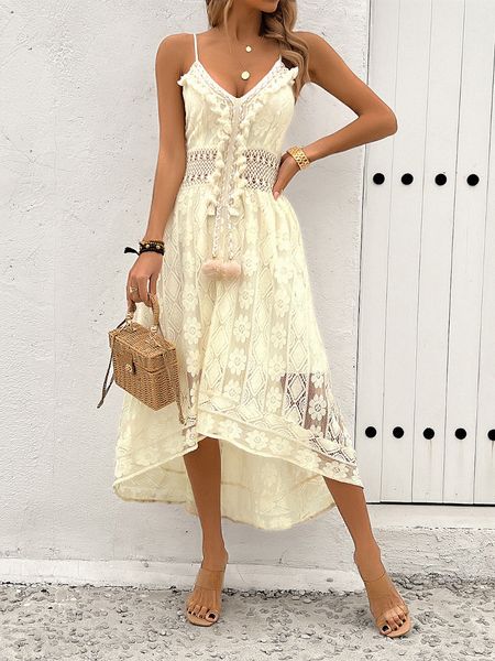 Off-White Lace Floral Dress