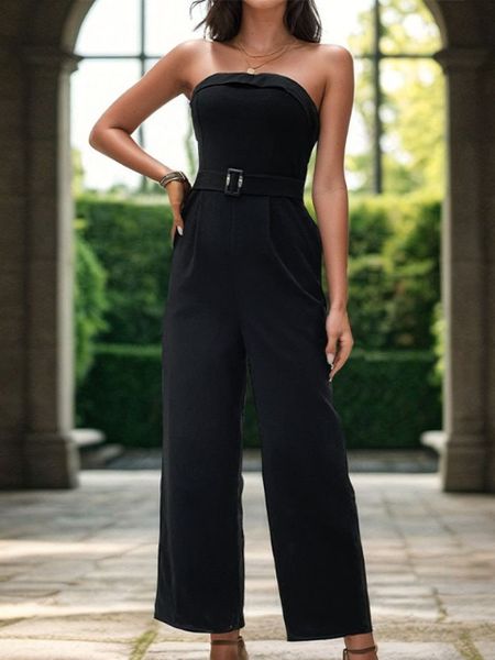 Black Strapless Sleeveless Jumpsuit