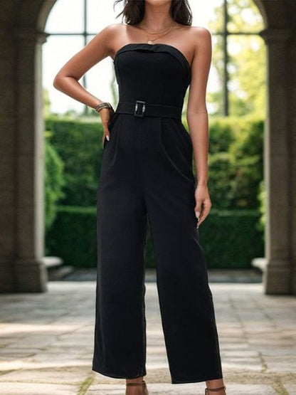 Black Strapless Sleeveless Jumpsuit