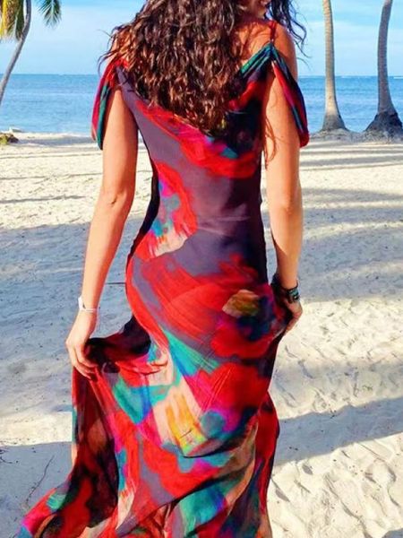 Romantic Abstract Print Sleeveless Dress