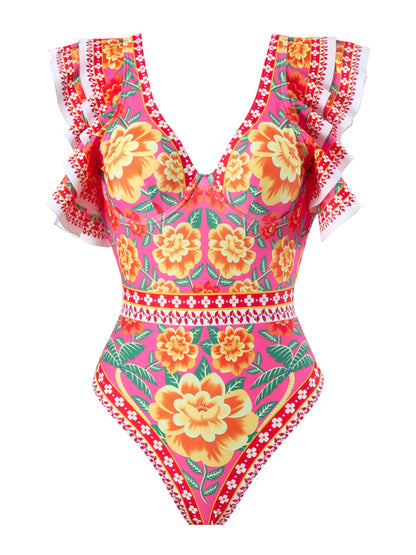 Mexico Floral Print One-piece Swimsuit