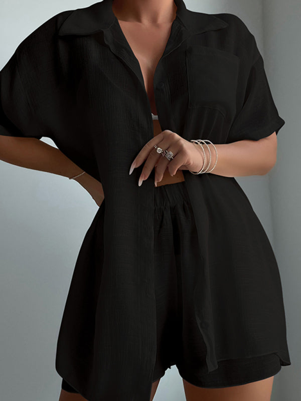 Beach vacation cover-up short-sleeved shirt set