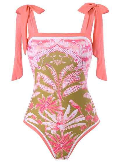 Palm Print One-Piece Swimsuit