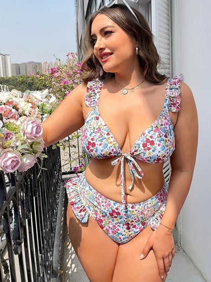 Floral Butterfly Wing Plus Size Bikini