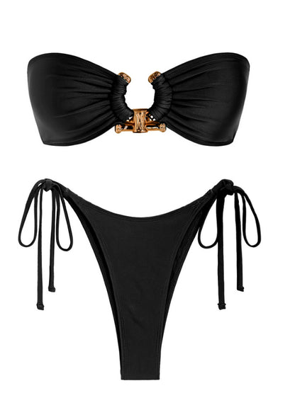 Bandeau Gold Split Swimsuit