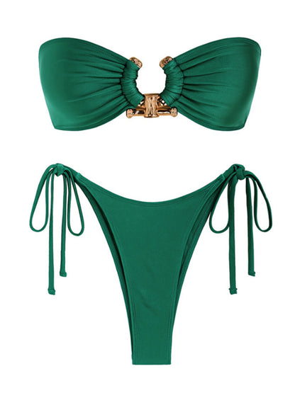 Bandeau Gold Split Swimsuit