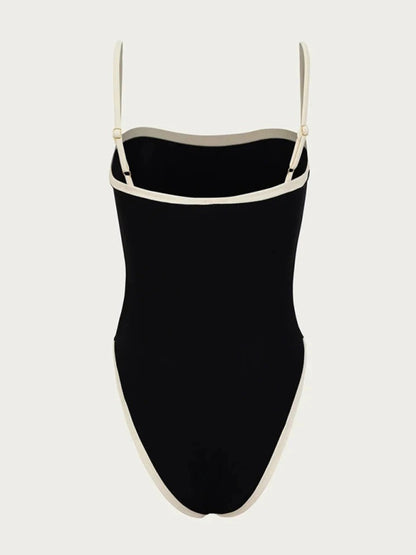 Spaniard Contrast Color Spliced One-piece Swimsuit