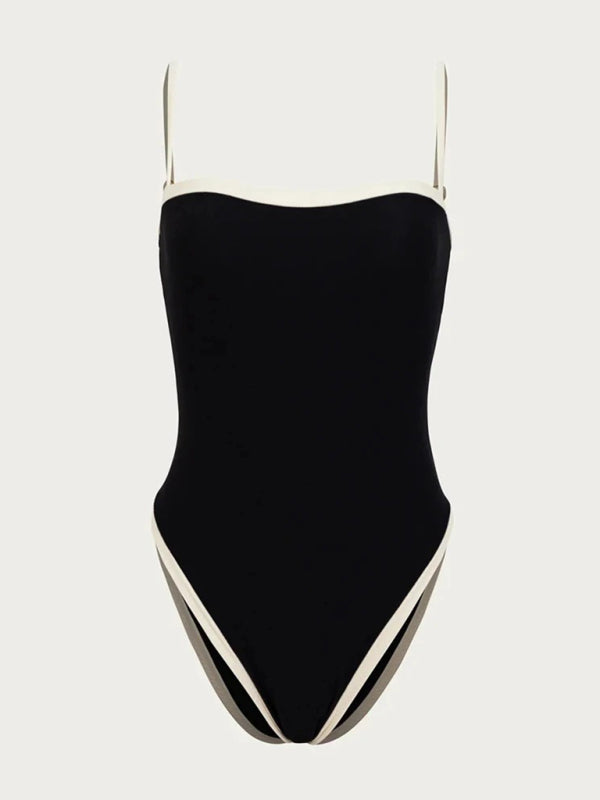 Spaniard Contrast Color Spliced One-piece Swimsuit