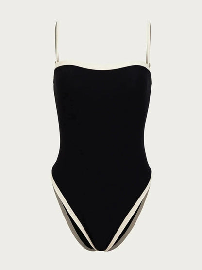 Spaniard Contrast Color Spliced One-piece Swimsuit